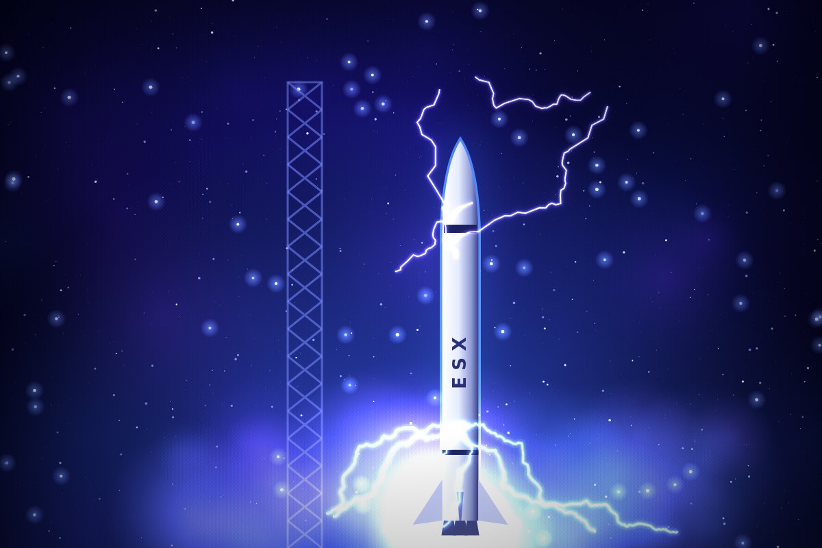 Rocket igniting on the launch pad