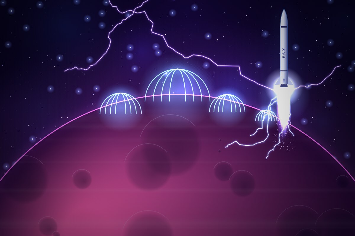 Neon dome colony on Mars