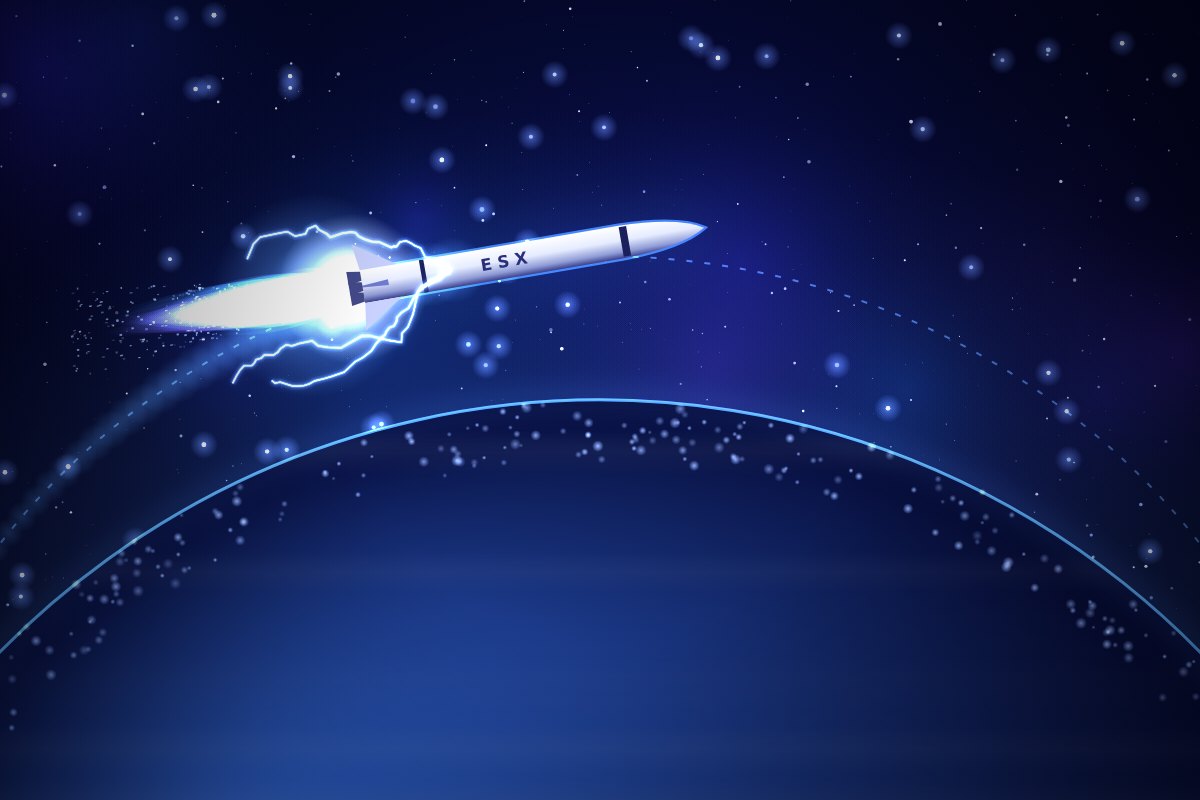 Rocket reaching orbit above the planet